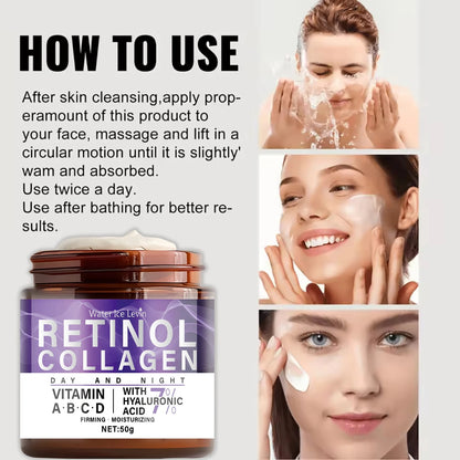 50g Collagen Retinol Niacinamide Day and Night Moisturizing Cream, Moisturizing and Firming, Silky Texture Suitable for All Skin Types